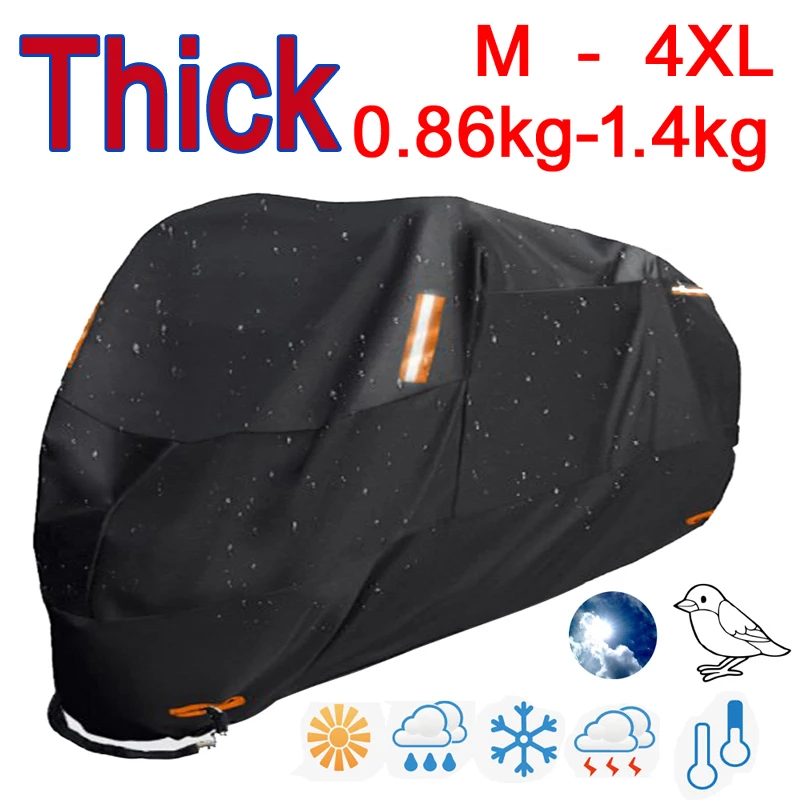 300D thick Motorcycle Covers Black Design Waterproof Motors Dust Rain Snow UV - £25.45 GBP+