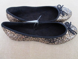 NWT Women’s Gold/Black Sequin Slippers/Flats Size 8 - See Description - £11.85 GBP