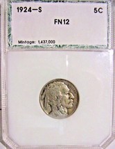 1924-S Buffalo Nickel-Fine 12 - $123.75