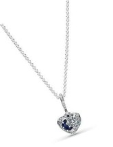 Jewelry Sparkling Blue Moon and Stars Heart Necklace - £310.91 GBP