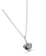 Jewelry Sparkling Blue Moon and Stars Heart Necklace - £291.21 GBP