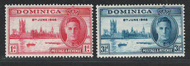 BRITISH DOMINICA 1945-46 VERY FINE MNH STAMPS SCOTT# 112-113 PEACE ISSUE - $1.10