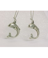 DOLPHIN Sterling Silver Drop Dangle Vintage EARRINGS - 1 1/2 inches long - £30.30 GBP