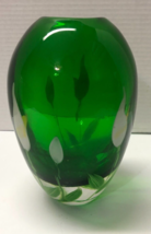 Green Calla Lillies Double Overlay Art Glass Vase - £58.14 GBP