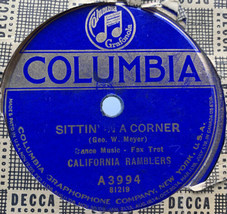 California Ramblers 78 RPM Record Sittin On A Corner Tell Folks In Kentucky VG+ - £9.72 GBP