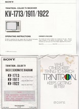 Vintage 1978 Sony Trinitron KV-1713-1911-1922 Color Tv Manual,Schematics, Tag - $13.99