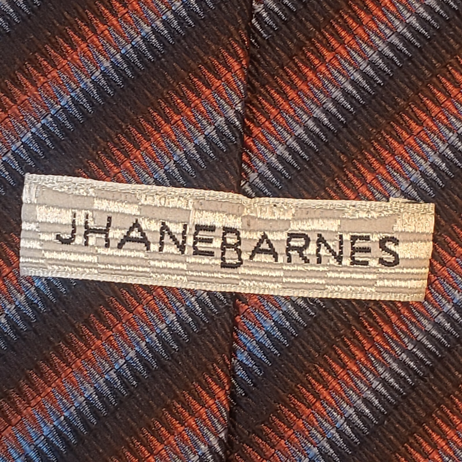 Jhane Barnes Striped Blue & Brown Silk Tie Made in Japan Item image 6