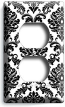 Black And White Damask Leaf Pattern Outlet Wall Plate Bedroom Room Home Hd Decor - $10.22