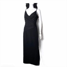 Onyx Nite Full Length Black Dress Side Split Evening Wear Formal Women Size 10 - £54.26 GBP