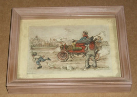 1966 3D Anton Pieck Dimensional Lithograph Print Art Old Auto Horse Buggy Hobo - £27.12 GBP