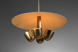 4Light Elegant Chandelier Mid Century Brass ceiling fixture pendentVinta... - £307.32 GBP