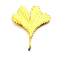 Gold Dipped Vermeil Ginko Leaf Brooch, Unique Botanical Lapel Pin - $144.16