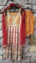 Anarkali Salwar Kameez Readymade Kurti Dress Set Bollywood Used Wedding Small - £143.46 GBP