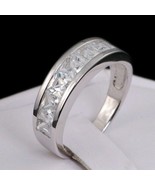 Hommes Princesse Coupe Simulé Mariage Anneau Bague 925 Argent sz7-13 Pèr... - €75,02 EUR
