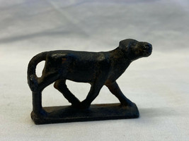 Vtg Small Cast Iron Black Calf Cow On Stand Toy - $29.95