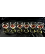 Vintage Roemer Hand Painted Floral Small Glass Goblet Set Of Six Germany... - $91.48 CAD