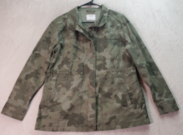 Old Navy Jacket Womens Small Green Camo Print Long Sleeve Collared Button Front - £14.48 GBP
