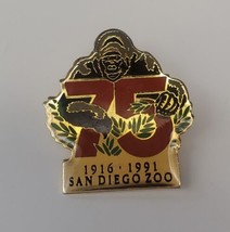 San Diego Zoo 75 Year Anniversary Collectible Giraffe Lapel Hat Pin Gorilla - $19.60