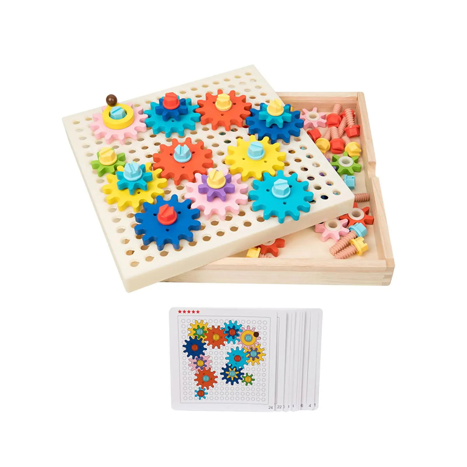 Interlocking Gear Set Building Blocks with Bolts and Screwdriver Kids Play - £28.73 GBP