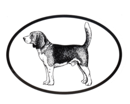 Beagle Decal - Dog Breed Oval Vinyl Black &amp; White Window Sticker - £3.19 GBP