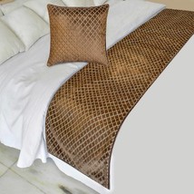 Geolux Legacy Brown - Velvet Brown Decorative Bed Runner and Pillow Cover - £58.63 GBP+