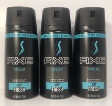 Lot of 3 Cans Axe for Men Apollo All Day Fresh Deodorant Body Spray 4oz Each - $9.98