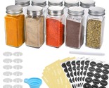 14 Pcs Glass Spice Jars With Spice Labels - 4Oz Empty Square Spice Bottl... - $27.99