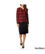 Danillo Women&#39;s Plaid/ Black red 4-button Skirt Suit sz 14 new $200 - $67.50