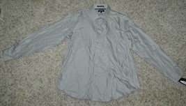 Mens Dress Shirt Apt 9 Gray Pin Striped Button Front Long Sleeve $42 NEW... - £15.82 GBP