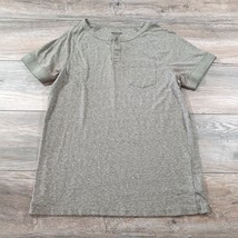 Mossimo Mens Medium Short Sleeve T Shirt Henley Relaxed Casual Heather Gray - $11.30