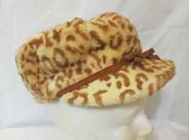 Vintage Faux animal print Cheetah cap hat newboy size 6 7/8 - £7.96 GBP