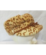 Vintage Faux animal print Cheetah cap hat newboy size 6 7/8 - £7.84 GBP