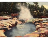 Oblong Geyser Crater Yellowstone National Park Wyoming WY Linen Postcard Q2 - $4.90