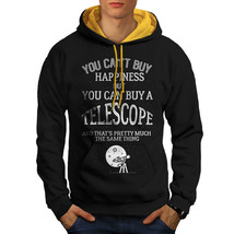 Wellcoda Astronomy Telescope Mens Contrast Hoodie, Happiness Casual Jumper - £31.56 GBP