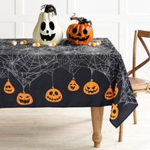 Halloween Tablecloth, Halloween Table Cloth With Pumpkin Spider Web Bat Tableclo - $42.99