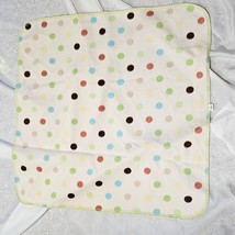 Circo Cream Off White Baby Blanket Polka Dots Brown Stitch Edge Blue Green - £18.98 GBP