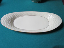 Lenox Oval Bowl Dish Ivory Gold Rim 13 1/2 X 6" Wicker Design - $44.55