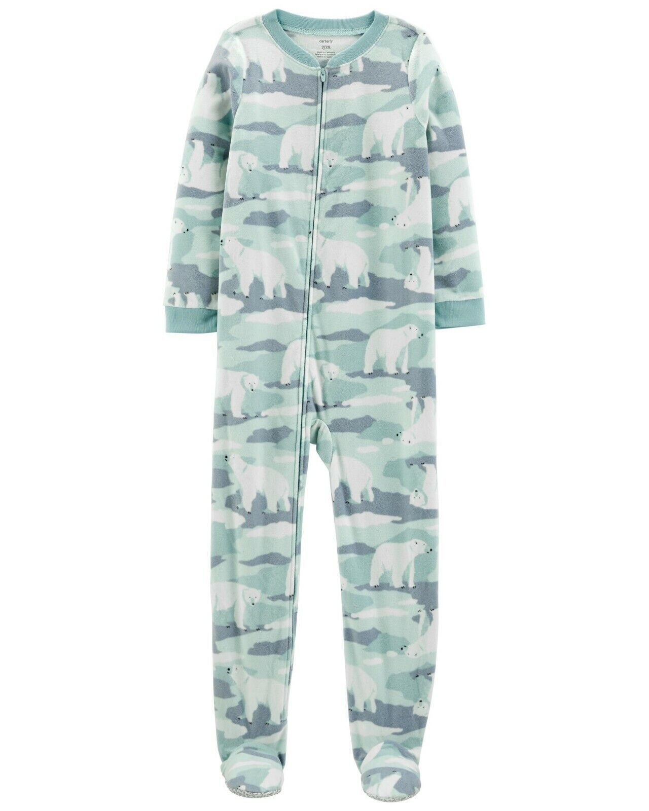 Primary image for Carters Fleece Footed Pajama Blanket Sleeper Size 8 Boys Girls Polar Bear Arctic