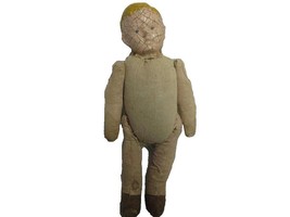 1900&#39;s Carnival &amp; Novelty Boy Doll With Composition Head And Hay Filled Body - £316.53 GBP