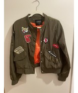 Satin Style Bomber Jacket Size M Army Green By Ontwelfth - $23.06