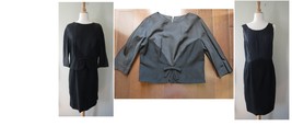 Vintage 1950 Paul Parnes Black Wiggle pin up voluptuous Dress 2pc Suit 34&quot;W - £45.05 GBP