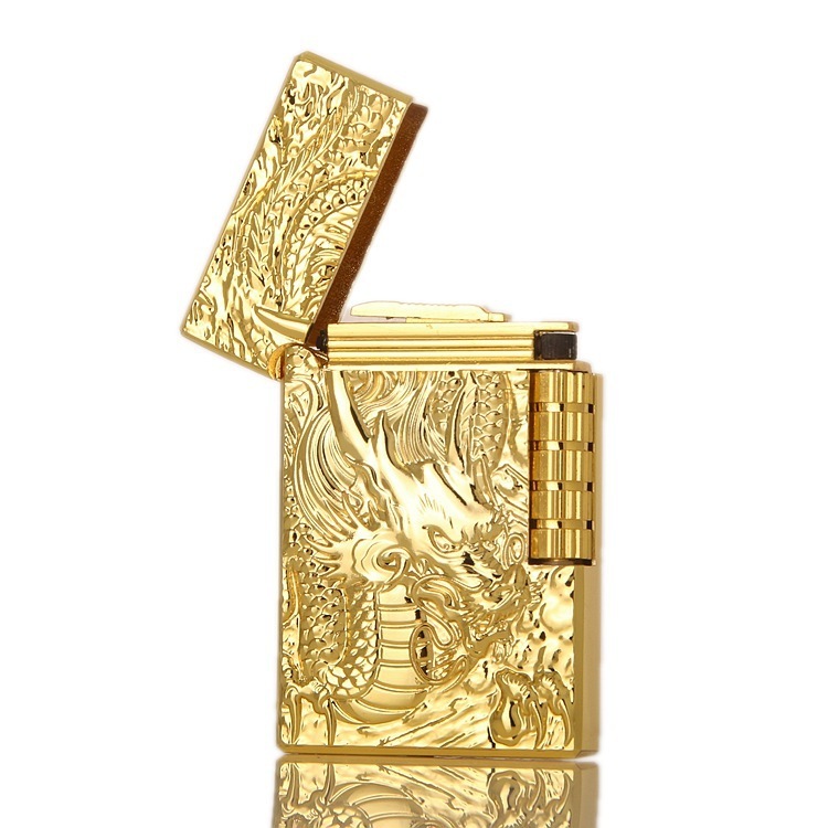 Retro Emboss Dragon Loong Relievo Butane Refillable Lighters (sans FUEL) - $17.95