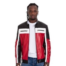 Vinci The Martos Black & Red Leather Men Jacket image 6