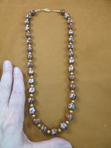 (v259-10) 12mm Rust brown flower Cloisonne + gold beaded 23&quot; Necklace JEWELRY - £61.02 GBP