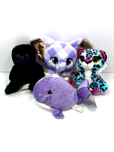 Set of Four Stuff Animals Plush Toys Lot Elephant Leopard Gorilla Whale - $11.87