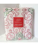 LENOX New Red Green Christmas French Perle Groove Fabric Shower Curtain 72&quot; - €29,78 EUR
