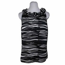 The Limited Pullover Sleeveless Ruffle Black &amp; White Top Women&#39;s Size L - £19.41 GBP