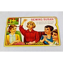 Vintage 1960&#39;s Sewing Susan Gold and Silver Eye Needle Pack Case Ephemera Paper - £14.21 GBP