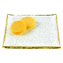 7 Glass Set Of 4 Square Edge Gold Plates - £92.83 GBP