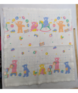 Baby Crib Blanket Bears Blocks Toys Made in USA Polyester Acrylic - $29.95